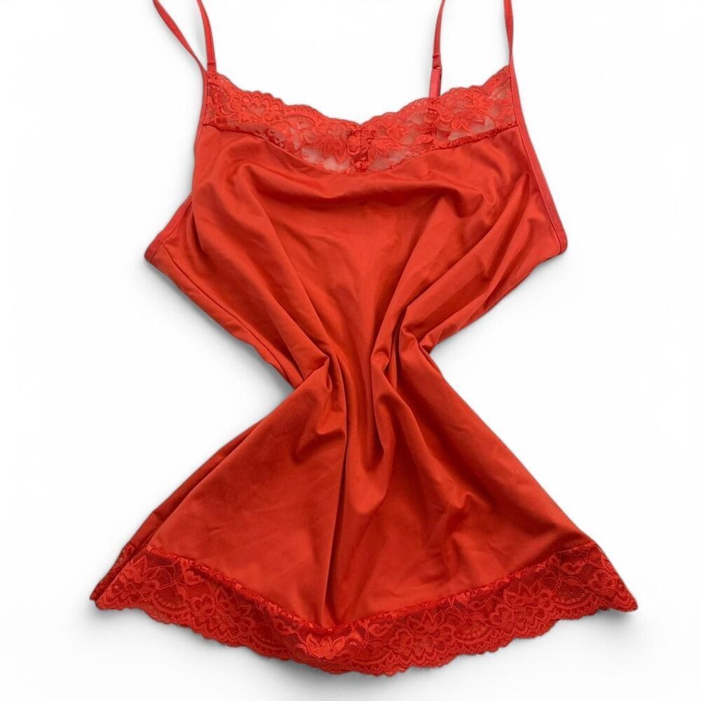 Y2K orange lace cami top with adjustable straps - size L (